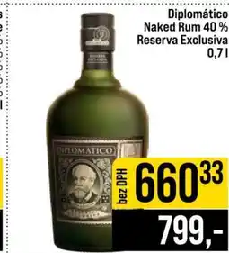 Jip Diplomático Naked Rum 40 % Reserva Exclusiva 0,7 l nabídka