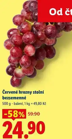 Lidl Červené hrozny stolní bezsemenné, 500 g balení nabídka