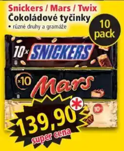 Norma Snickers / Mars / Twix čokoládové tyčinky nabídka