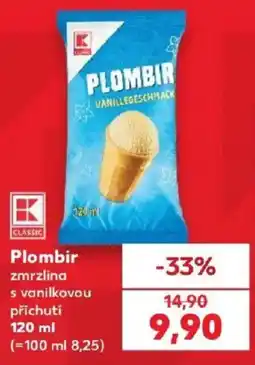 Kaufland K Classic Plombir zmrzlina s vanilkovou příchutí nabídka