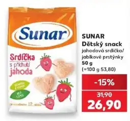 Kaufland Sunar dětský snack jahodová srdečka jablkové prstýnky nabídka