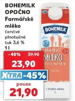 Kaufland Bohemilk farmářské mléko čerstvě plnotučné nabídka