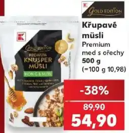 Kaufland Gold Edition křupavé müsli premium med s ořechy nabídka