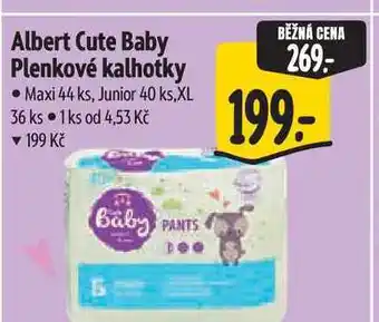 Albert Albert Cute Baby Plenkové kalhotky Maxi 44 ks, Junior 40 ks,XL 36 ks nabídka
