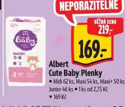 Albert Albert Cute Baby Plenky Midi 62 ks, Maxi 54 ks, Maxi+ 50 ks, Junior 46 ks nabídka