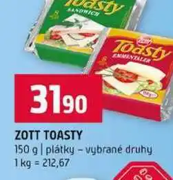 Terno ZOTT TOASTY 150 g plátky vybrané druhy nabídka