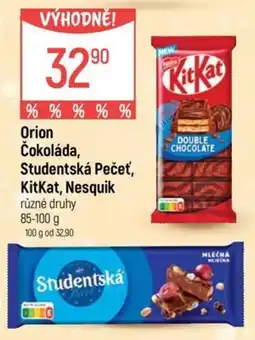 Globus Orion čokoláda studentská pečet kitkat nesquik nabídka