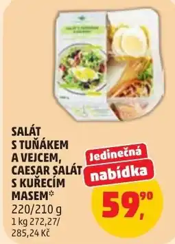 Penny Market Salát s tuňákem a vejcem, caesar salát s kuřecím masem nabídka