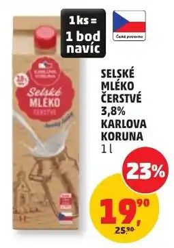 Penny Market Karlová Koruna Selské mléko čerstvé nabídka