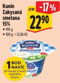 Albert Kunín zakysaná smetana 15% nabídka
