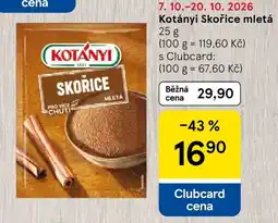 Tesco Kotányi skořice mletá nabídka