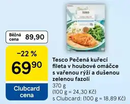 Tesco Tesco Pečená kuřecí fileta v houbové omáčce s vařenou rýží a dušenou zelenou fazolí nabídka