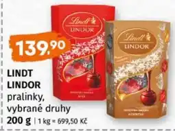 Terno Lindt Lindor pralinky, vybrané druhy nabídka