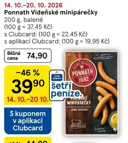 Tesco Ponnath vídeňské minipárečky nabídka