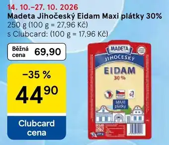 Tesco Madeta jihočeský eidam maxi plátky 30% nabídka