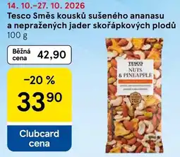 Tesco Tesco směs kousků sušeného ananasu a nepražených jader skořápkových plodů nabídka
