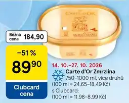 Tesco Carte d'Or Zmrzlina nabídka