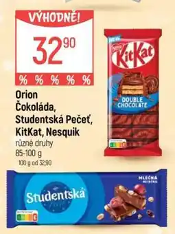 Globus Orion Čokoláda, Studentská Pečeť, KitKat, Nesquik nabídka