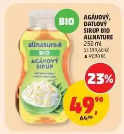 Penny Market Agávový, datlový sirup BIO Allnature nabídka