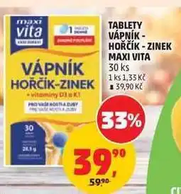 Penny Market Tablety Vápník - Hořčík - Zinek Maxi Vita nabídka