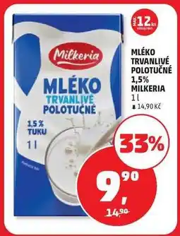 Penny Market MLÉKO TRVANLIVÉ POLOTUČNÉ 1,5% MILKERIA nabídka
