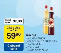 Tesco Yo Sirup nabídka