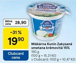 Tesco Kunín zakysaná smetana krémovitá 15% nabídka