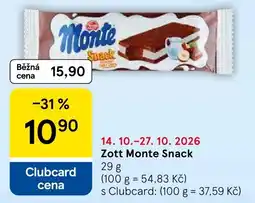 Tesco Zott Monte Snack nabídka