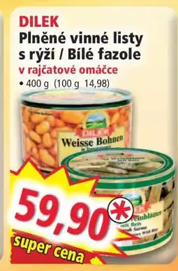 Norma DILEK Plněné vinné listy s rýží / Bílé fazole nabídka
