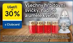 Tesco Všechny hřbitovní svíčky, náplně a umělé květiny nabídka