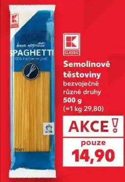 Kaufland Semolinové těstoviny nabídka