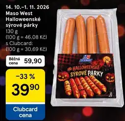 Tesco Maso West halloweeneské sýrové párky nabídka