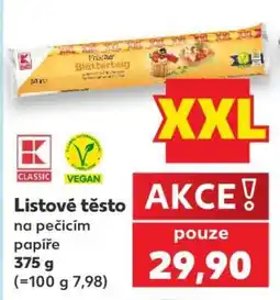 Kaufland Listové těsto na pečicím papíře nabídka