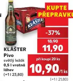 Kaufland KLÁŠTER Pivo světlý ležák 0,5 l vratná láhev nabídka