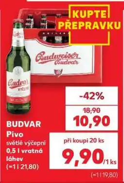 Kaufland BUDVAR Pivo světlé výčepní 0,5 l vratná láhev nabídka