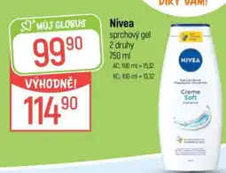 Globus Nivea sprchový gel 2 druhy nabídka