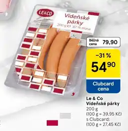 Tesco Le & Co Vídeňské párky nabídka