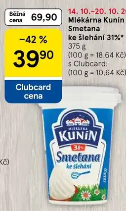 Tesco Kunín Smetana ke šlehání nabídka
