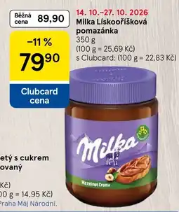 Tesco Milka lísková pomazánka nabídka