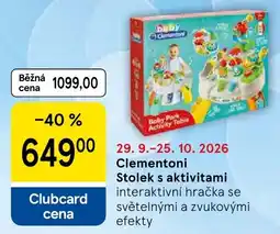Tesco Clementoni Stolek s aktivitami nabídka