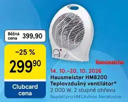 Tesco Hausmeister teplovzdušný ventilátor nabídka
