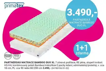 Möbelix Primatex partnerská matrace bamboo duo xl nabídka