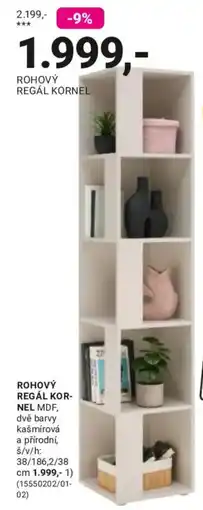 Möbelix Kornel rohový regál nabídka
