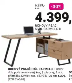 Möbelix Carmelo II rohový psací stůl nabídka