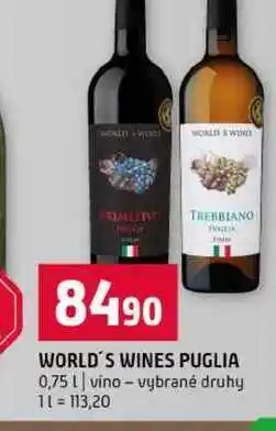 Terno WORLD'S WINES PUGLIA 0,75l vino vybrané druhy nabídka