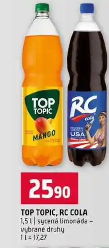 Terno TOP TOPIC, RC COLA 1,5l sycená limonáda vybrané druhy nabídka