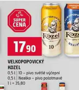 Terno VELKOPOPOVICKÝ KOZEL 0,5l 10-pivo světlé výčepní 0,5l Nealko pivo polotmavé nabídka