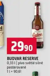 Terno BUDVAR RESERVE 0,33l pivo světlé silné pasterované nabídka