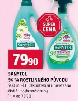 Terno SANYTOL 94% ROSTLINNÉHO PŮVODU 500 ml-11 dezinfekční univerzální čistič vybrané druhy nabídka