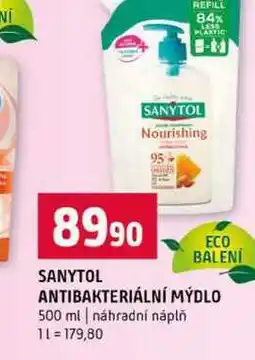 Terno SANYTOL ANTIBAKTERIÁLNÍ MÝDLO 500 ml náhradní náplň nabídka